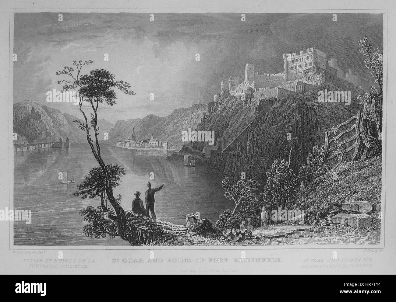 Tombleson St Goar Rheinfels Foto Stock