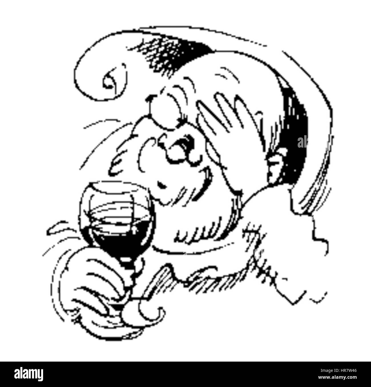 "Der Haarbeutel" di W. Busch è un'illustrazione umoristica che riflette lo stile satirico di Busch, ritraendo un personaggio che porta un fascio di capelli in una borsa. L'opera fonde dettagli stravaganti con un soggetto comico, tipico del commento sociale di Busch attraverso l'arte. Foto Stock