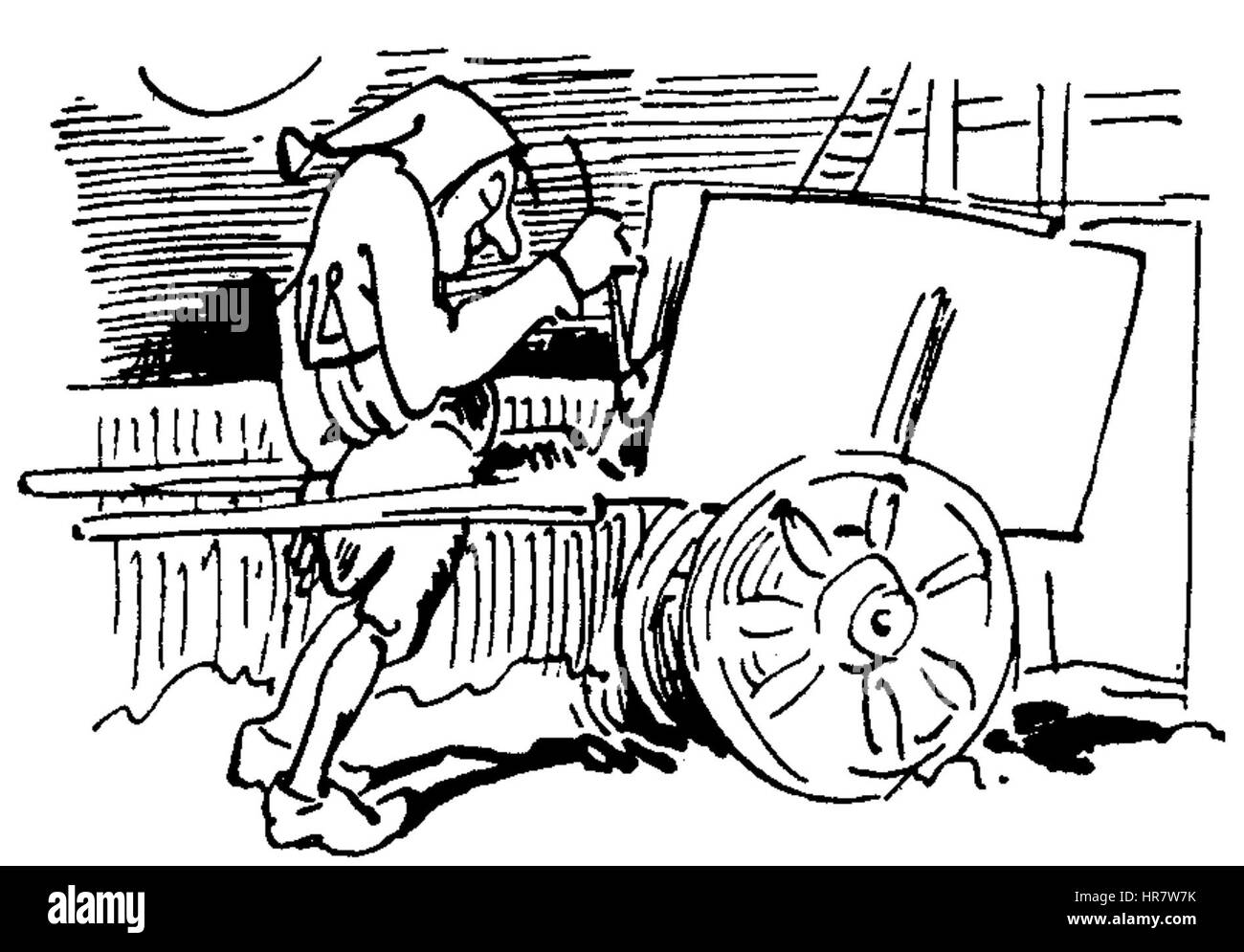 "Der Haarbeutel" (l'Hairbag) di W. Busch presenta una scena umoristica e stravagante, usando caricature e satira per rappresentare il comportamento umano. Lo stile di disegno giocoso di Busch cattura l'assurdità del soggetto, creando un commento spensierato sulle caratteristiche sociali o umane. Foto Stock