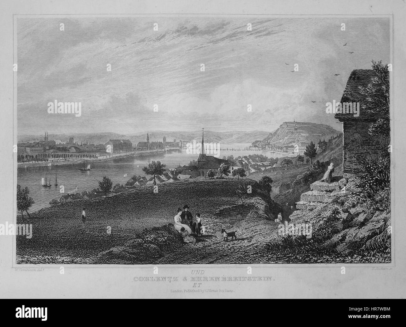 Tombleson Ehrenbreitstein Coblenza Foto Stock