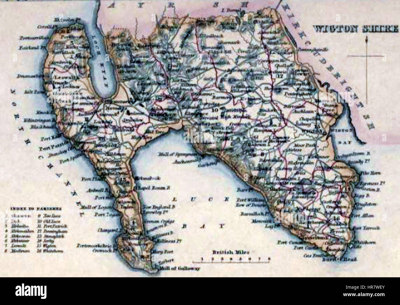 WIGTOWNSHIRE civile mappa parrocchiale Foto Stock