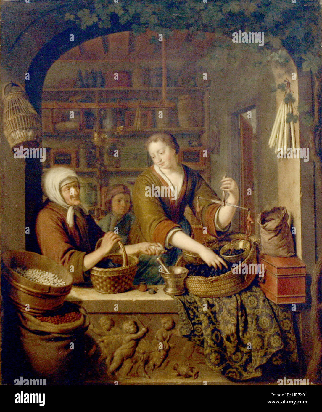 Willem van Mieris Blick in einen Laden Foto Stock