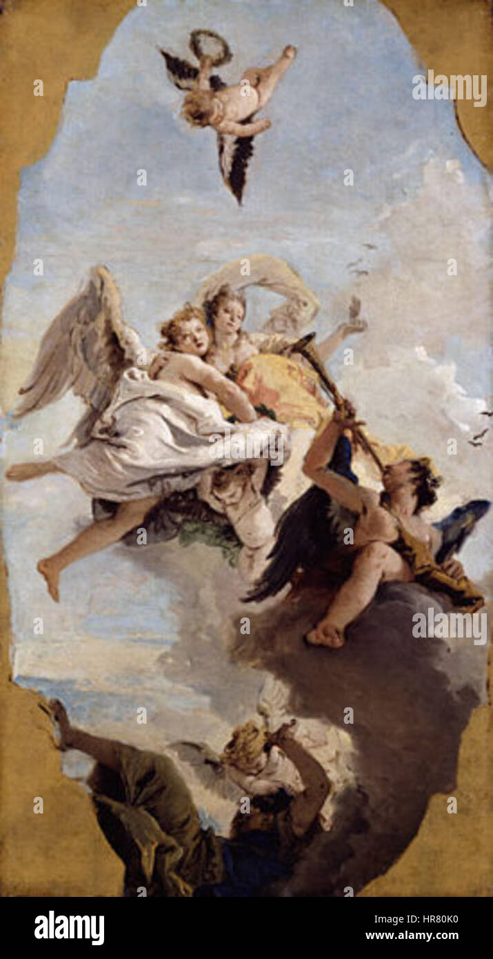 Tiepolo - virtù e nobiltà di mettere l'ignoranza di volo Foto Stock
