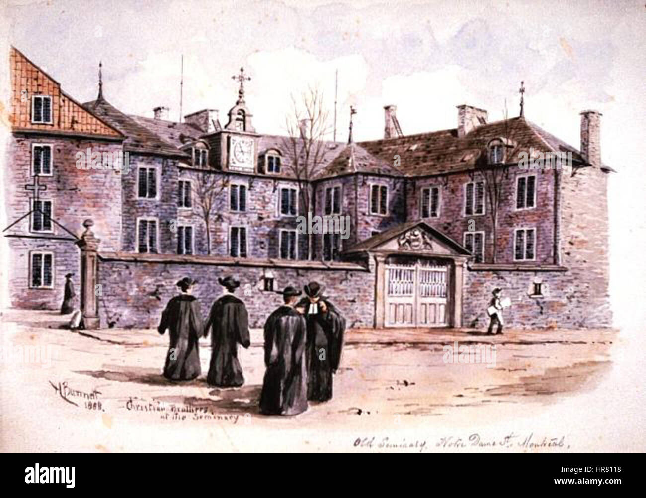 Vieux Seminaire rue Notre Dame Montreal 1888 Foto Stock