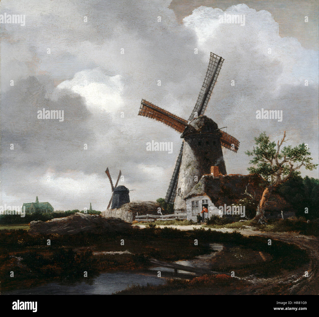 Van Ruisdael Jacob - Paesaggio con mulini a vento vicino a Haarlem - Google Art Project Foto Stock