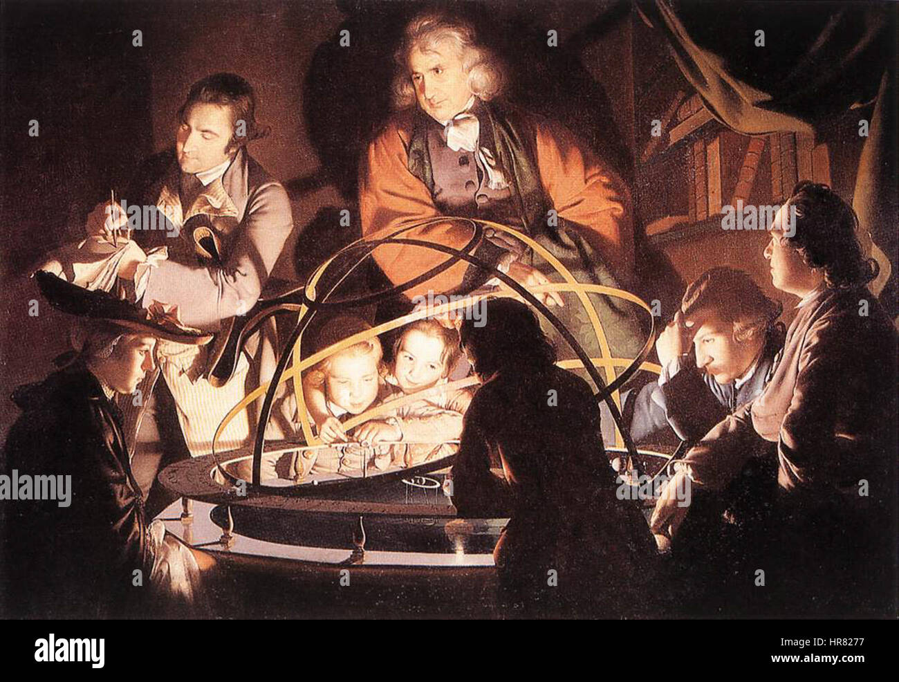 Wright, Giuseppe - un filosofo parlando con un planetario meccanico - 1766 Foto Stock