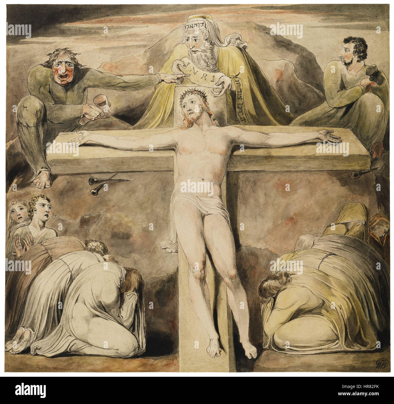 William Blake Cristo inchiodato alla croce Foto Stock