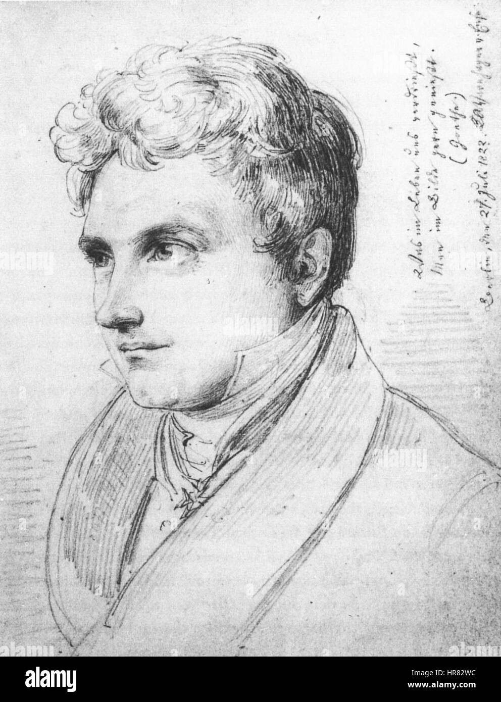 Il ritratto di Wilhelm Hensel di Karl August Varnhagen von Ense del 1822 cattura il famoso scrittore e filosofo ebreo tedesco. Il dipinto mette in evidenza il comportamento intellettuale di Varnhagen, una figura profondamente collegata al romanticismo e alla prima letteratura tedesca. Foto Stock