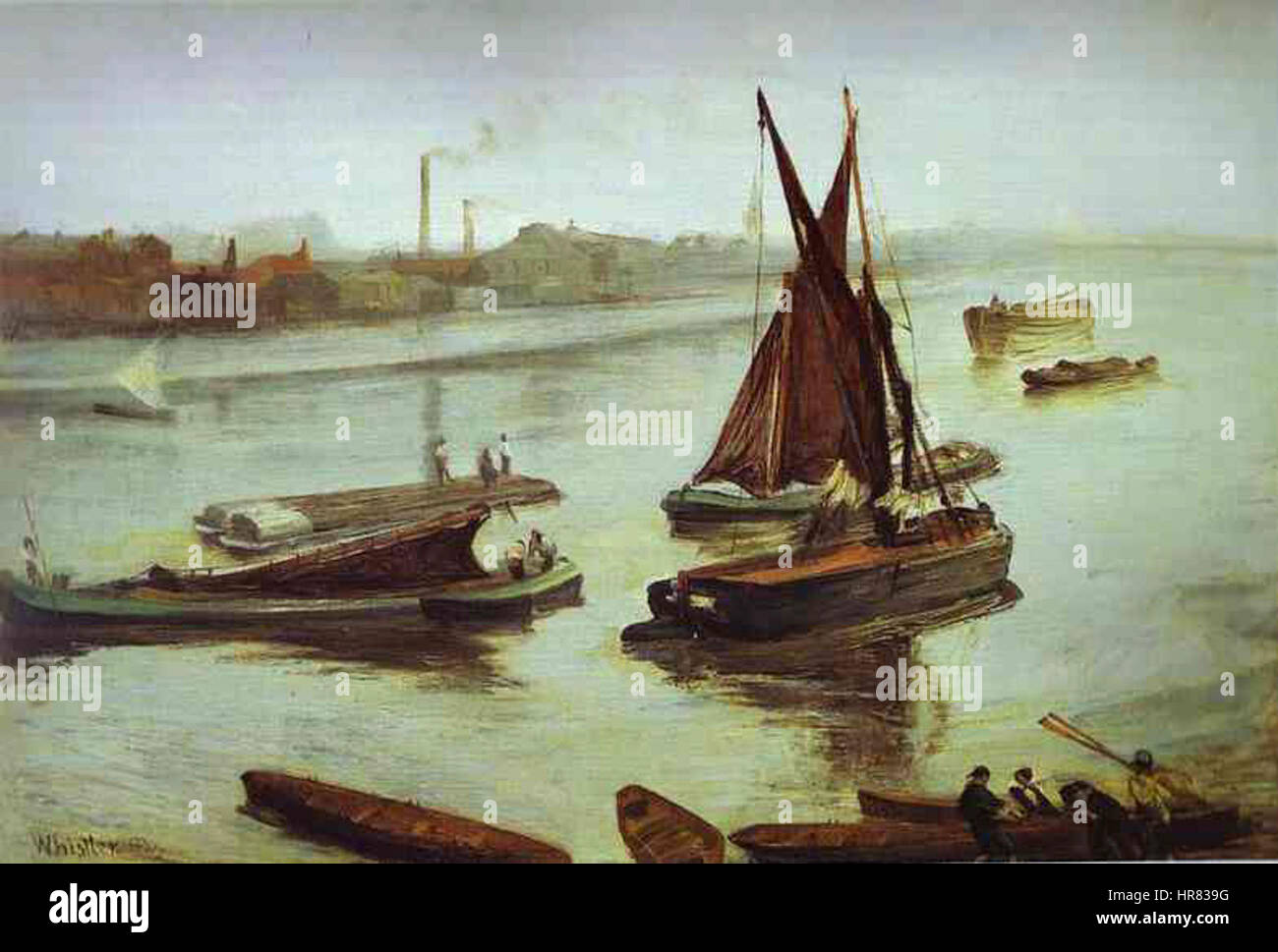 Whistler James Grigio e argento spiaggia di Battersea 1863 Foto Stock