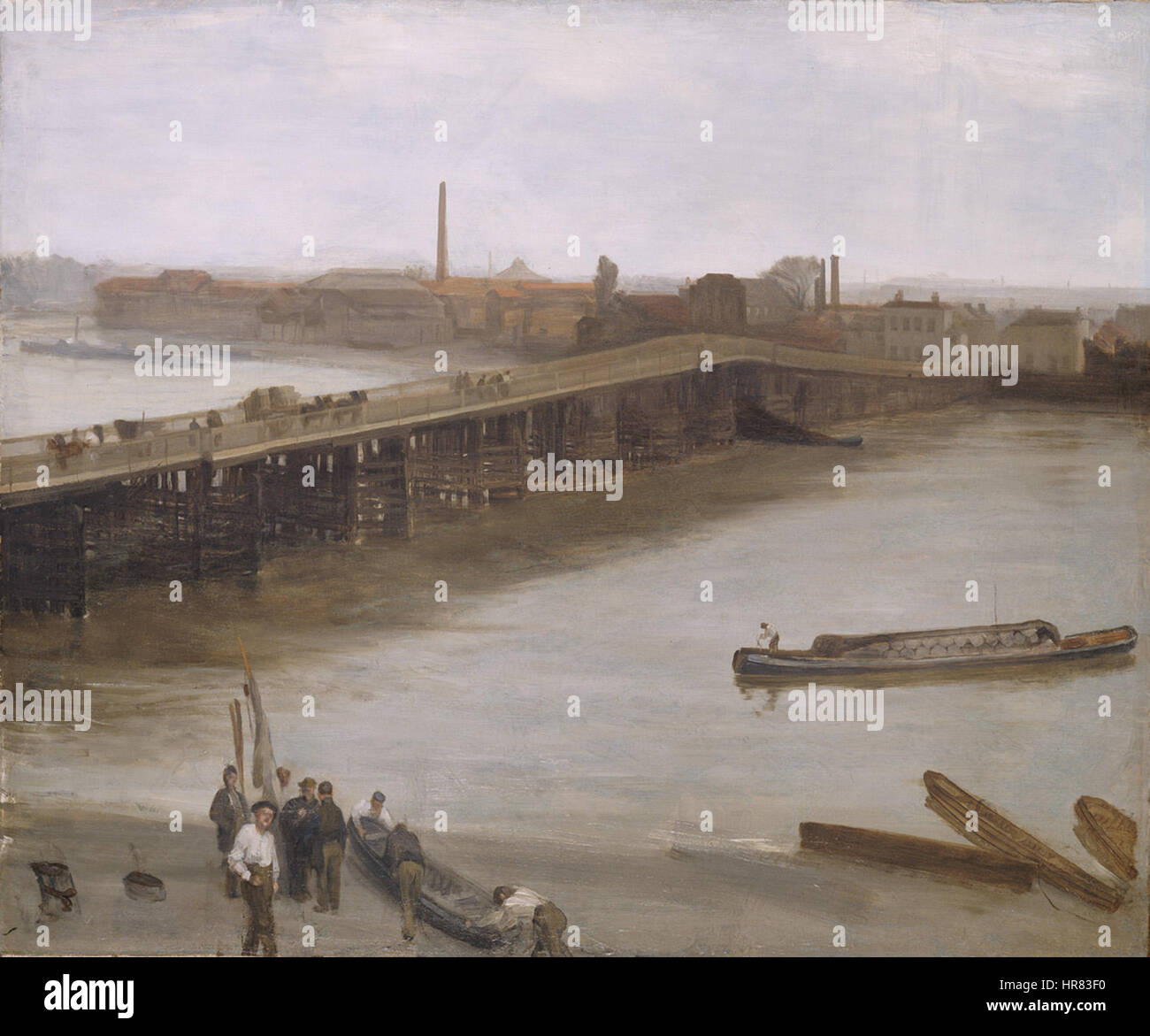 Whistler James Brown e argento vecchio ponte di Battersea 1859 Foto Stock