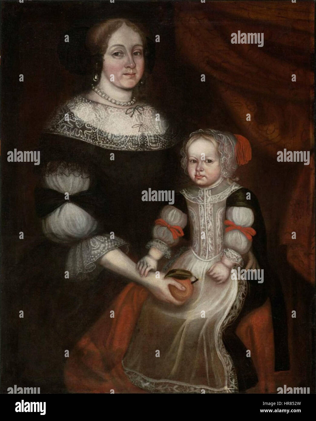 Thomas Smith (attrib.) - sig.ra Richard Patteshall e bambino (1679) Foto Stock
