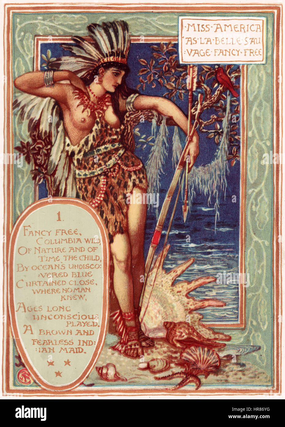 Walter Crane-Columbia Courtship-Miss dell America Foto Stock