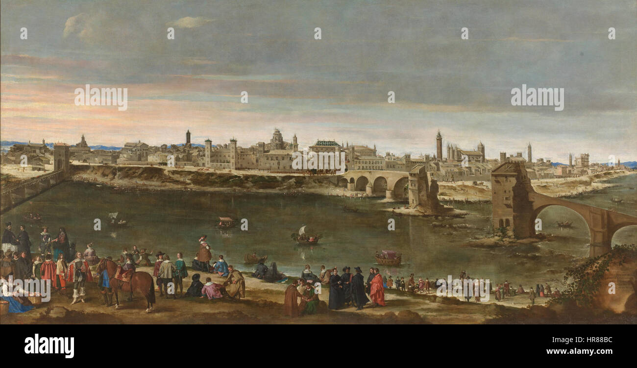 Vista de Zaragoza en 1647 Foto Stock