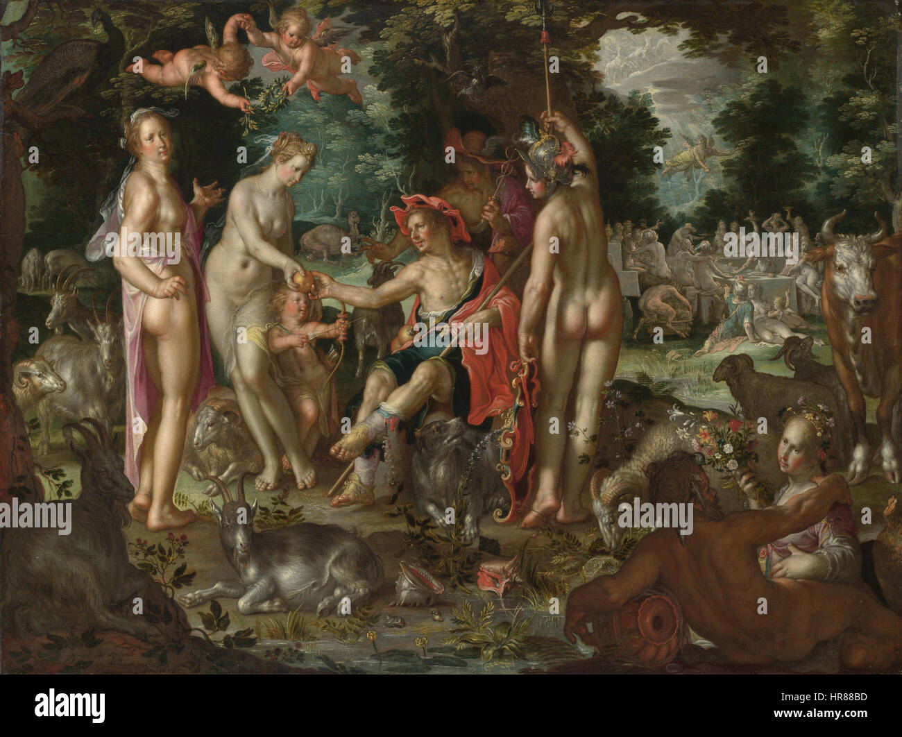 La sentenza di Parigi, 1615, Joachim Wtewael Foto Stock