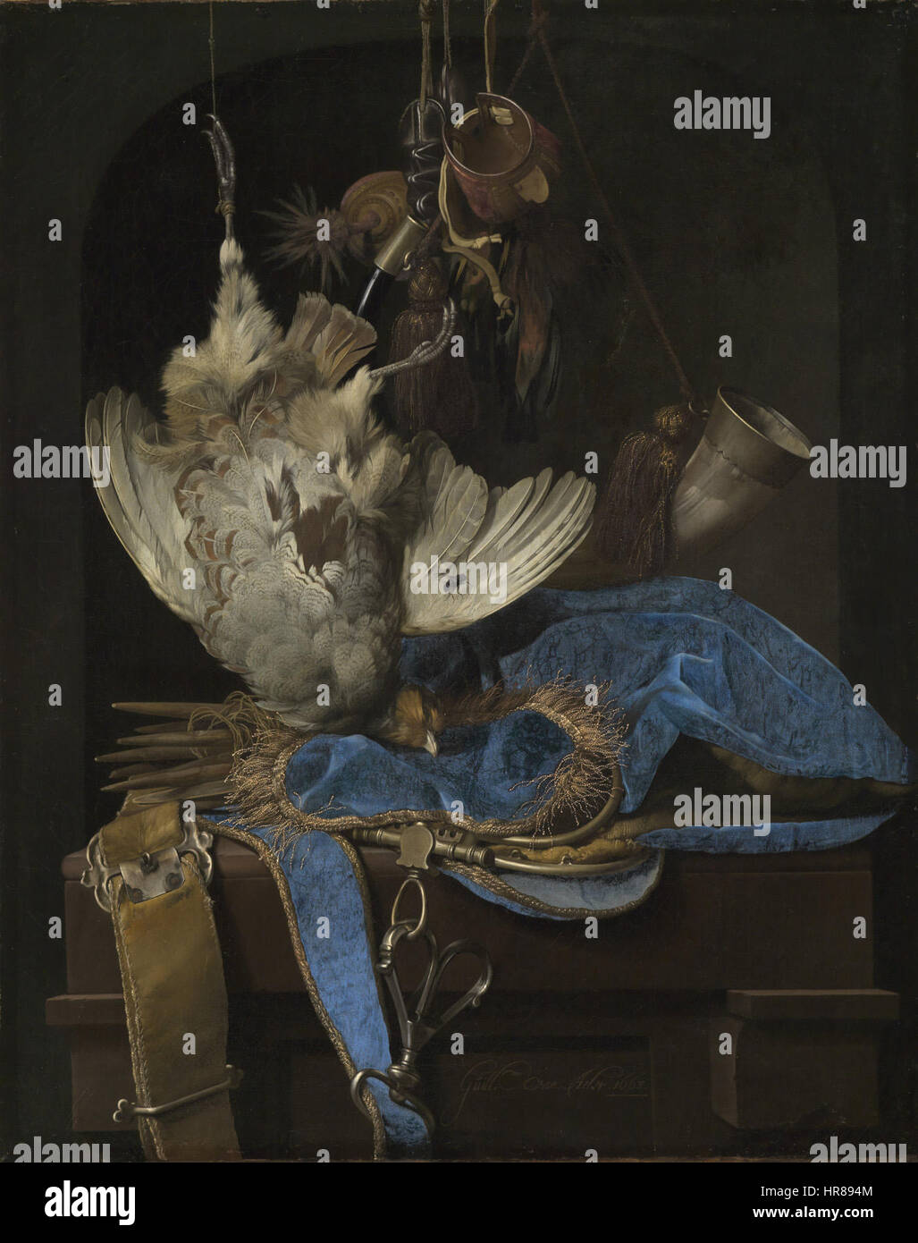 Still-Life con attrezzature di caccia e di uccelli morti - Willem van Aelst - Google istituto culturale Foto Stock Still-Life con attrezzature di caccia e di uccelli morti - Willem van Aelst - Google istituto culturale Foto Stock