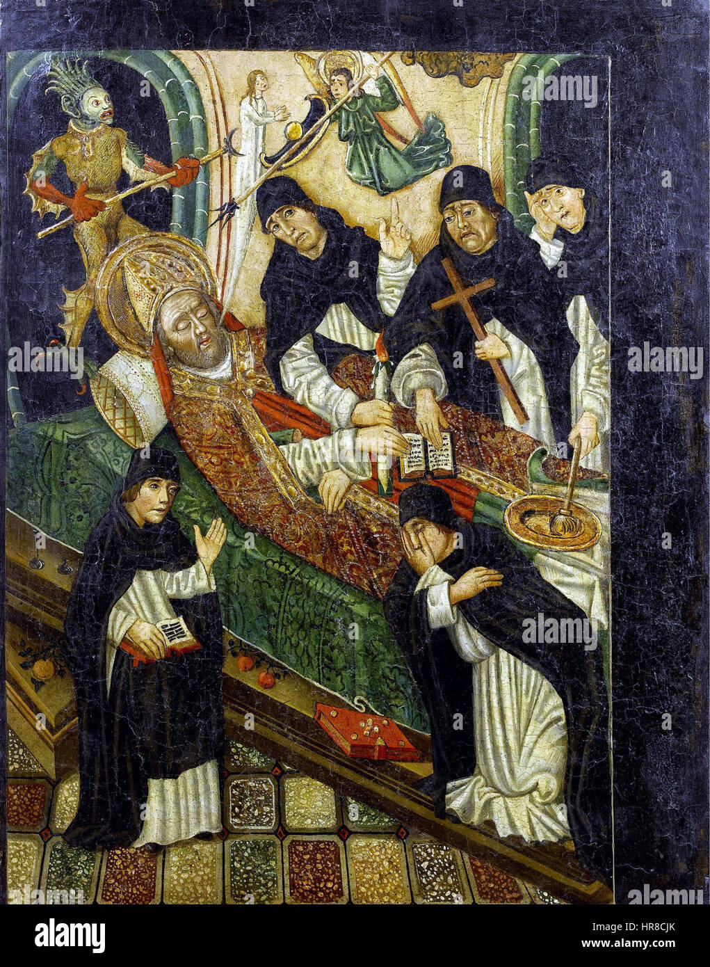 La morte di un Vescovo catalano del XV secolo Foto Stock