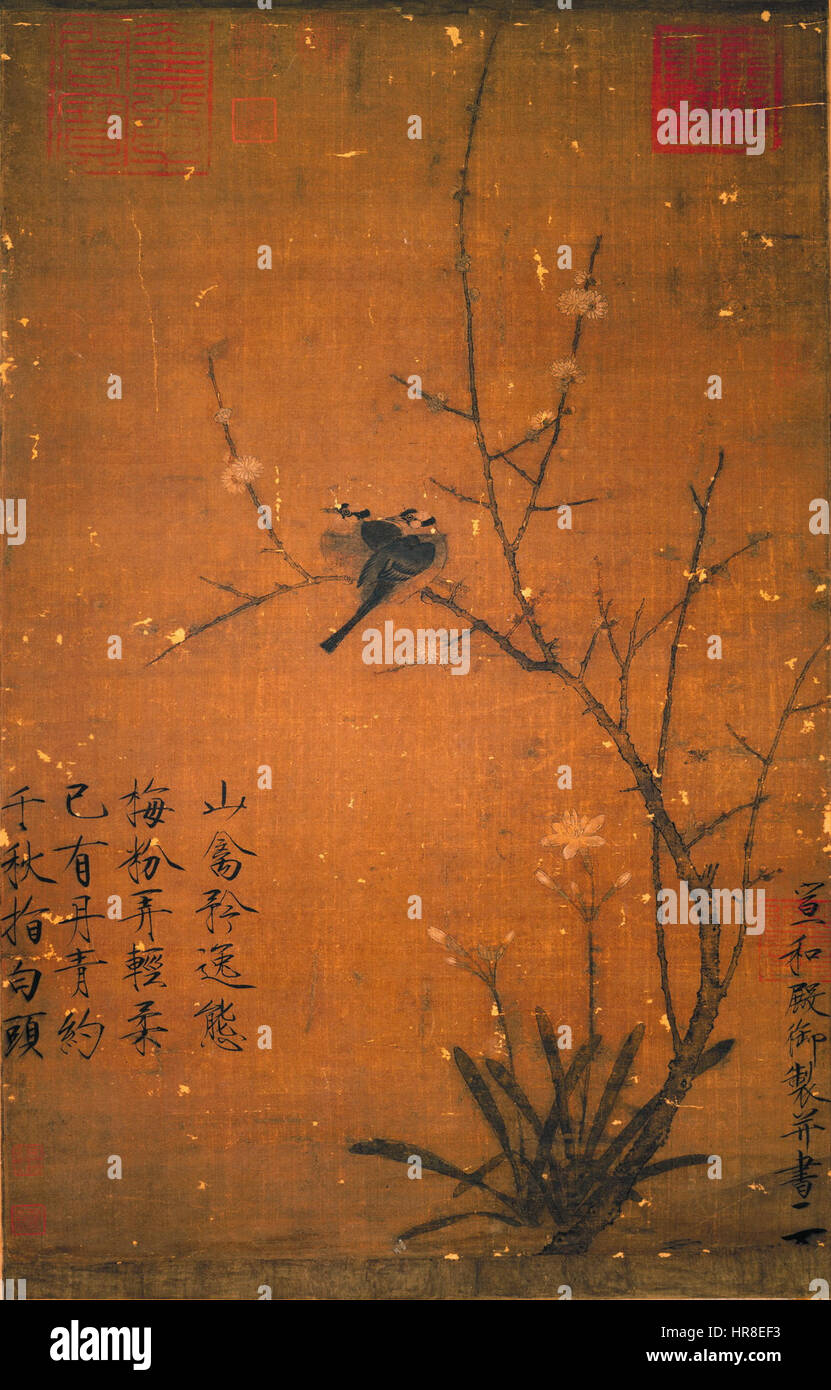 Song Huizong fu l'ottavo imperatore della dinastia Song, noto per i suoi contributi all'arte e alla cultura cinese. Il suo regno vide fiorenti progressi nella pittura, nella calligrafia e nella ceramica, stabilendo un'eredità duratura nella storia cinese. Foto Stock