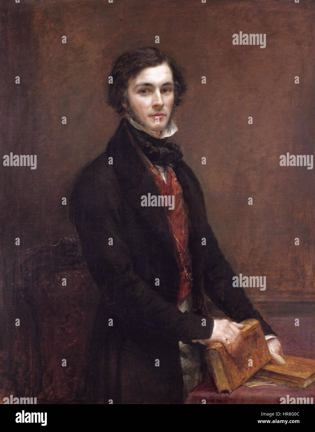 Il ritratto di William Coningham di John Linnell cattura il politico britannico del XIX secolo. Il lavoro riflette lo stile di ritrattistica preciso di Linnell e la capacità di trasmettere il carattere attraverso dettagli ed espressioni raffinati. Foto Stock