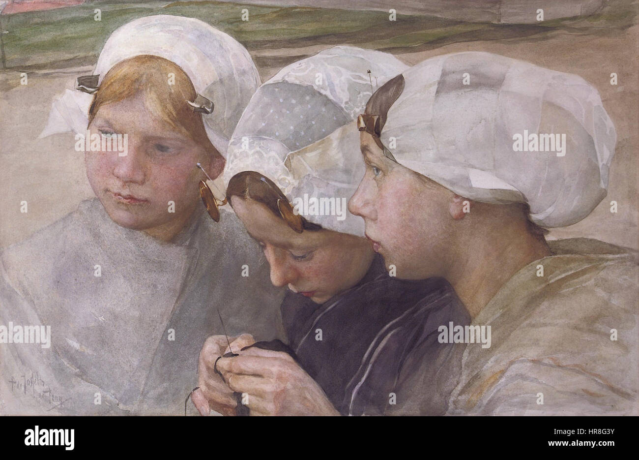 Tre ragazze da Scheveningen da Pieter de Josselin de Jong (1861-1906) Foto Stock