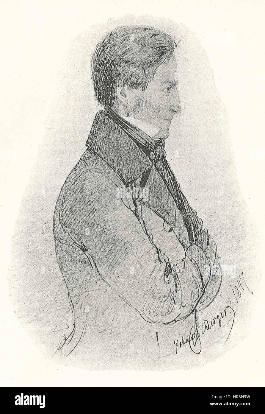 Peter Wieselgren, un ecclesiastico svedese e figura di spicco del movimento di temperanza, in un ritratto di Johan Christian Berger, 1847. Foto Stock