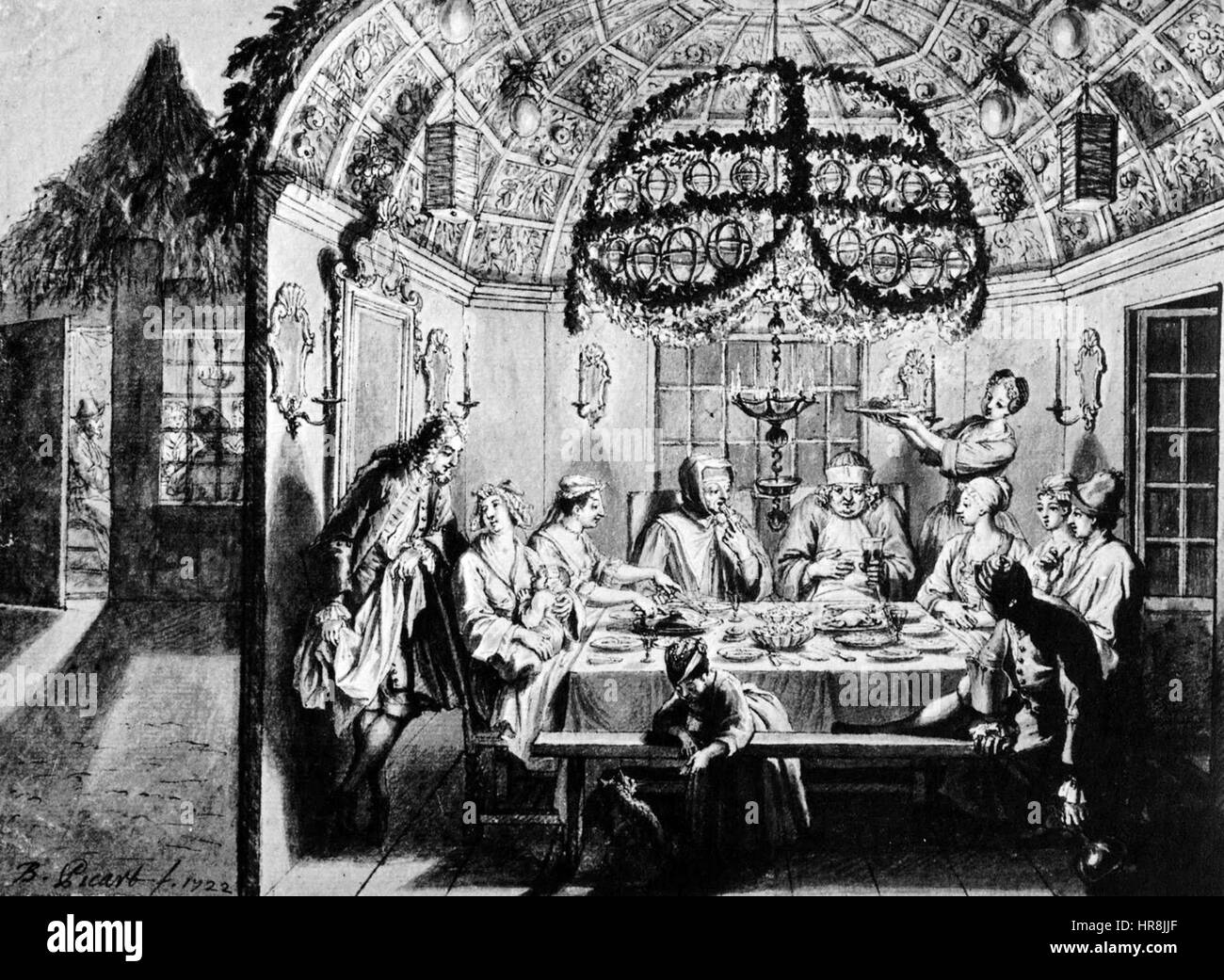 Pasto Sukkah Amsterdam 1922 Bernard Picart editor Wigoder Arte Ebraica civiltà 1972 p60-1 Foto Stock