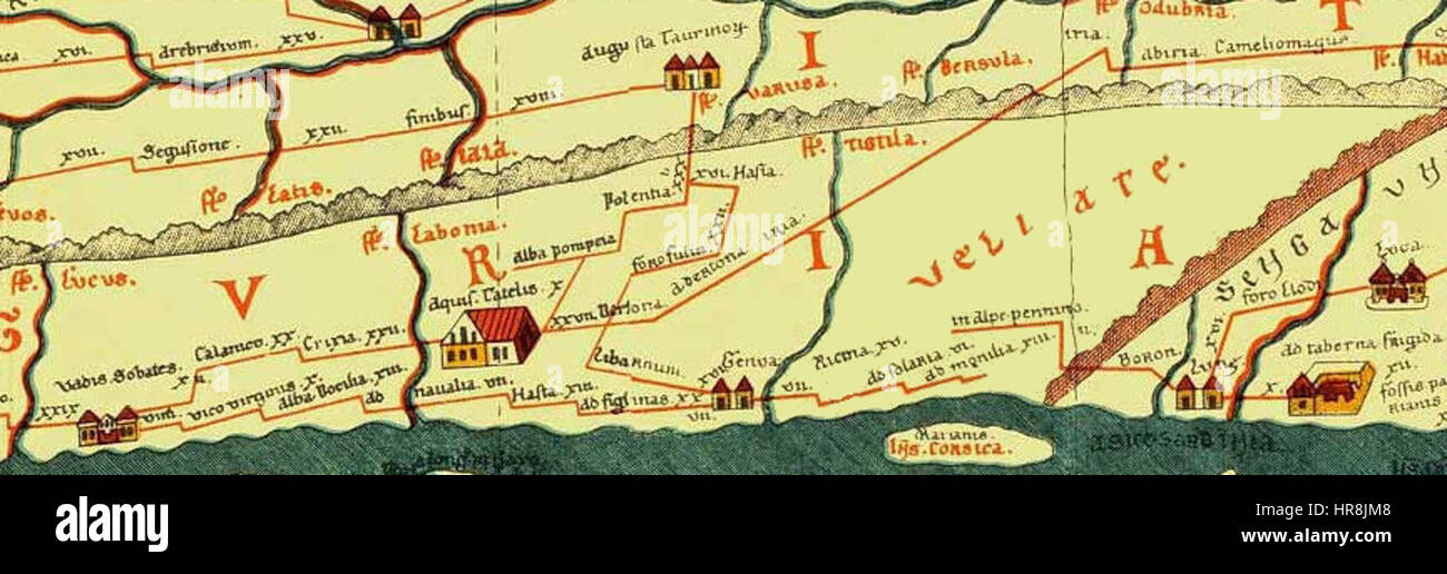 TabulaPeutingeriana - ritagliata su Genova 01 Foto Stock