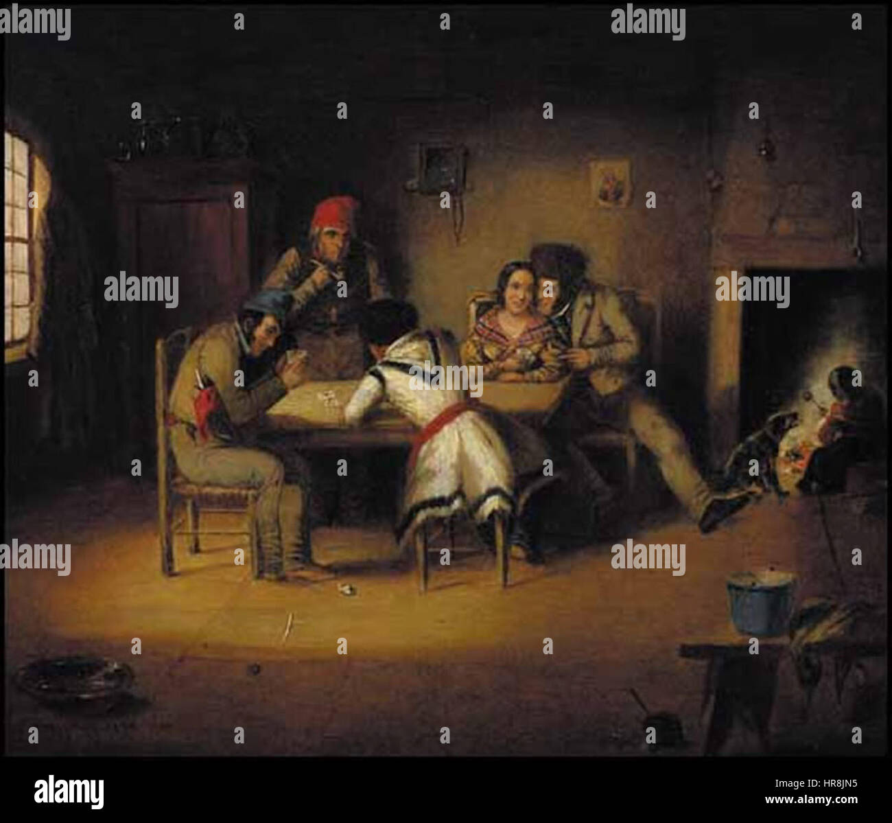 L'artista e i suoi amici, pittura ad olio di Cornelius Krieghoff, 1849 Foto Stock