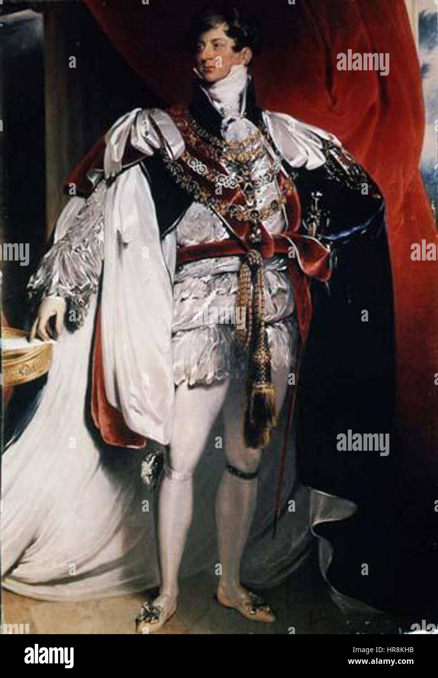 "The Prince Regent" di Thomas Lawrence è un ritratto del reale britannico, Giorgio IV, prima della sua ascesa al trono. Il dipinto cattura il suo comportamento reale e il suo abbigliamento raffinato. Foto Stock