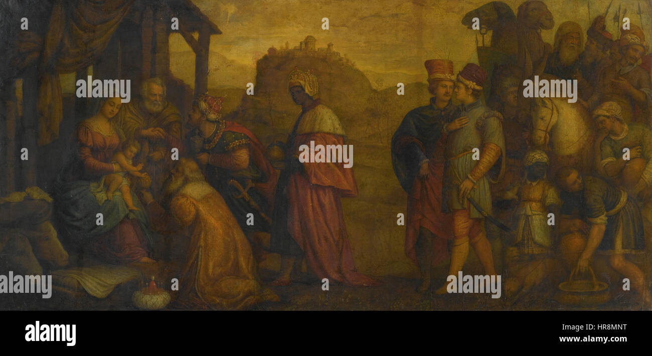 Scuola veneziana del XVII secolo Adorazione dei Magi Foto Stock