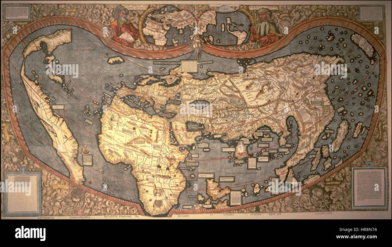 Waldseemuller mappa a colori Foto Stock