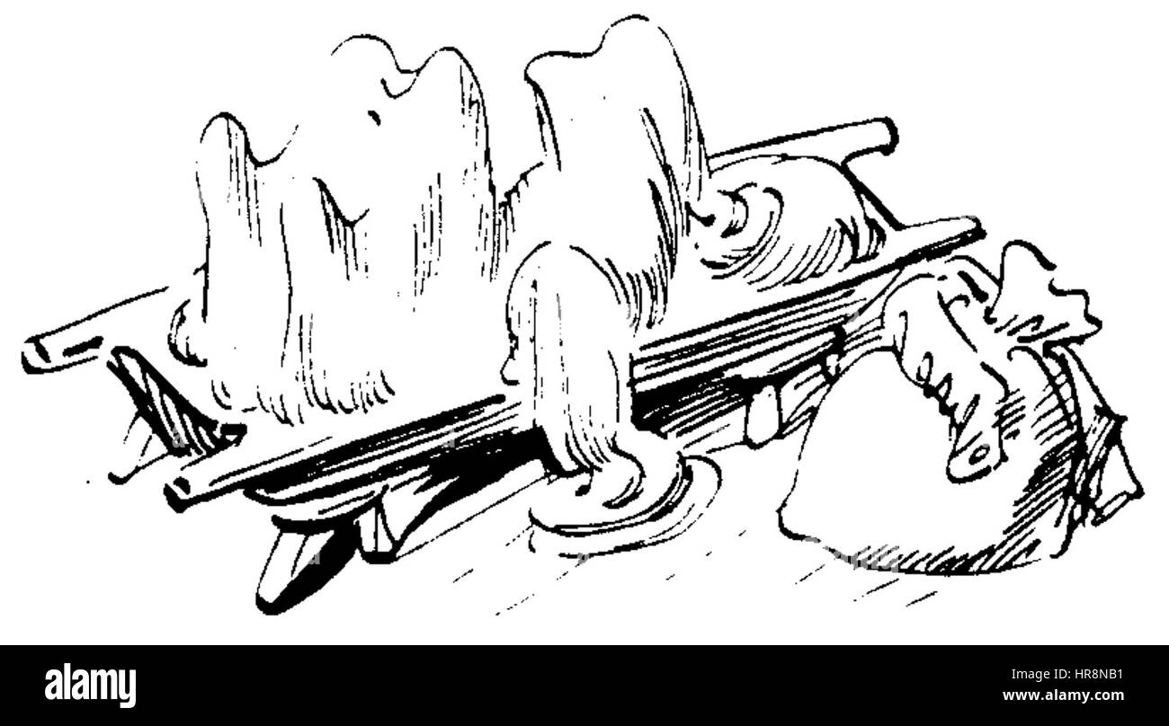 "Der Haarbeutel" di W Busch è una rappresentazione di un personaggio del folklore o di una storia popolare. Il pezzo, con una figura con una "busta per capelli", riflette il coinvolgimento di Busch con le storie germaniche e il suo uso di caricature e disegni dettagliati per ritrarre personaggi del folklore. Foto Stock