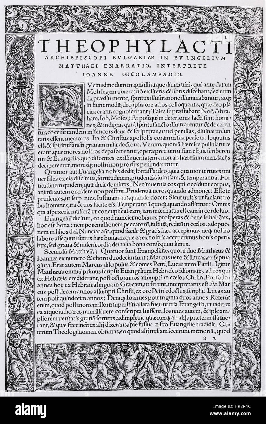 Pagina testo con bordo Bacco), da Hans Holbein il Giovane Foto Stock