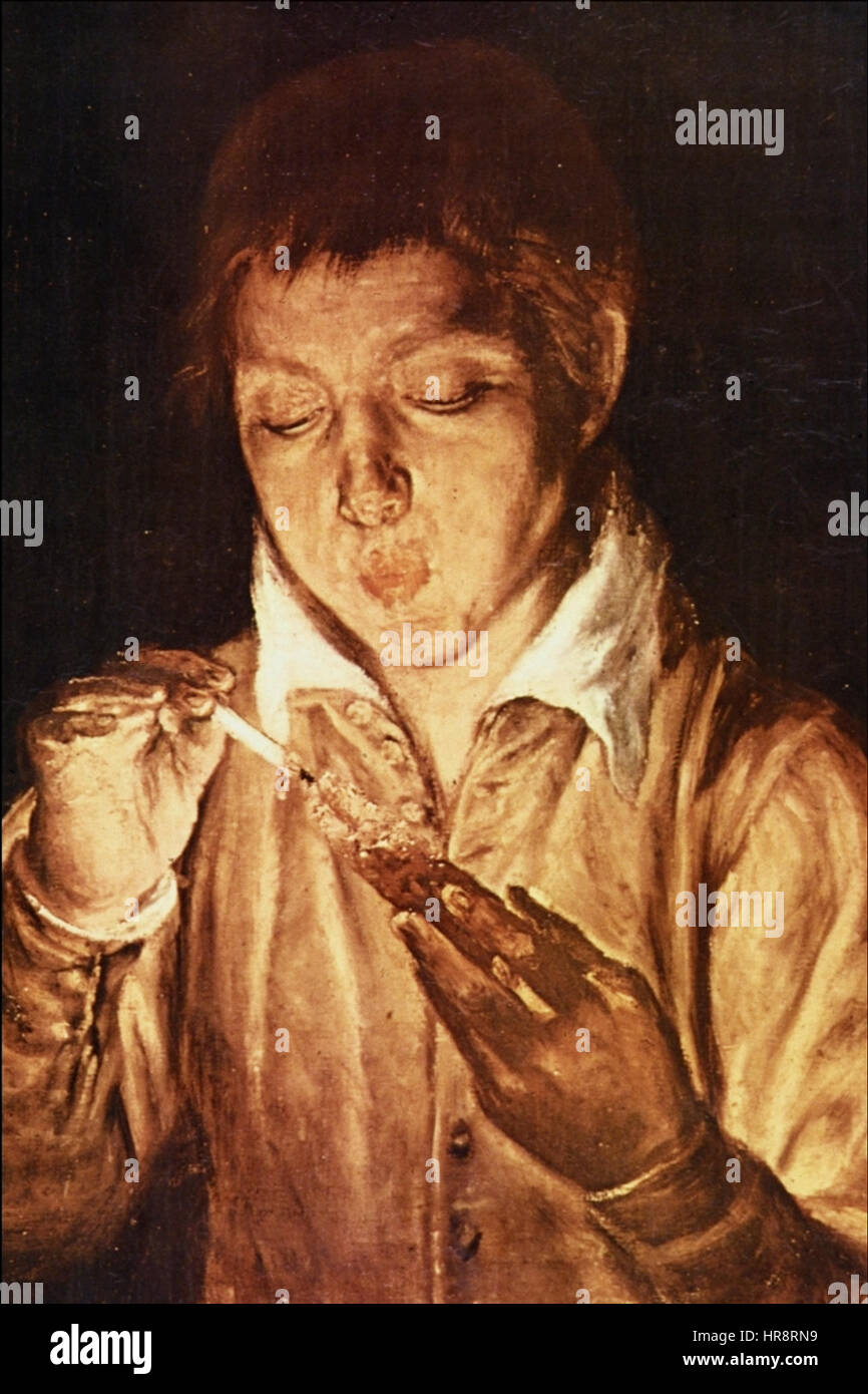 Il ragazzo con il Fire-Brand - El Greco Foto Stock