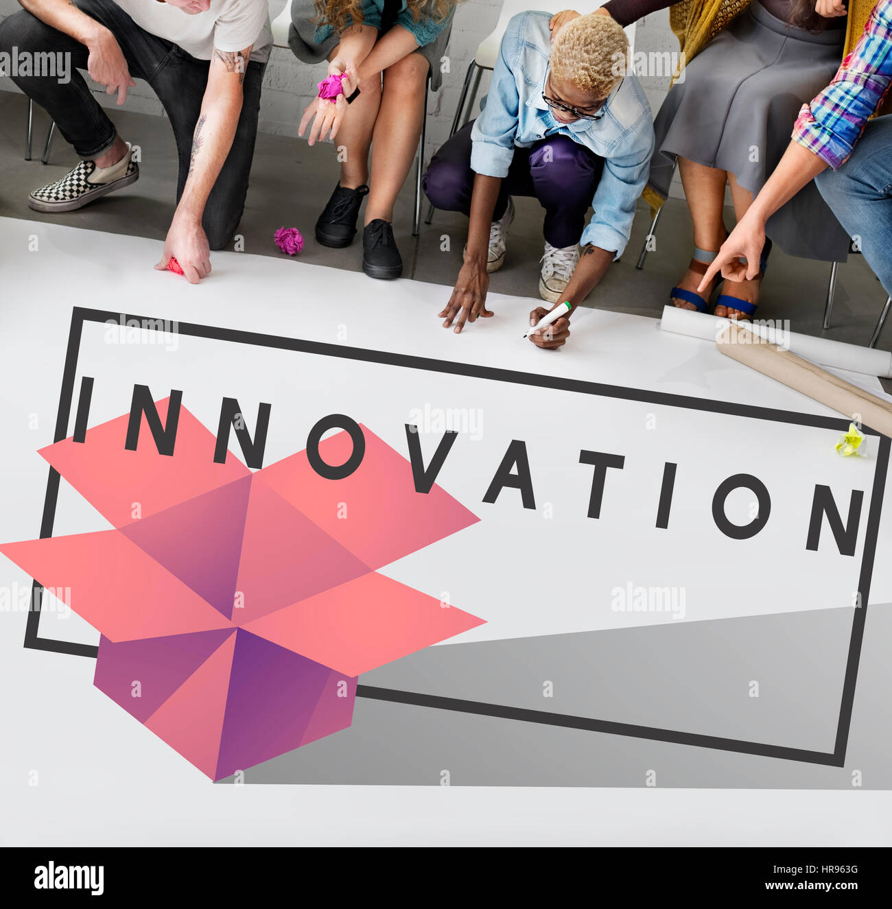 Il design creativo di idee di immaginazione e di concezione moderna Foto Stock