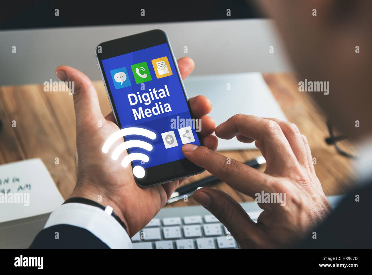 Il marketing digitale Collegamento Media Online Foto Stock