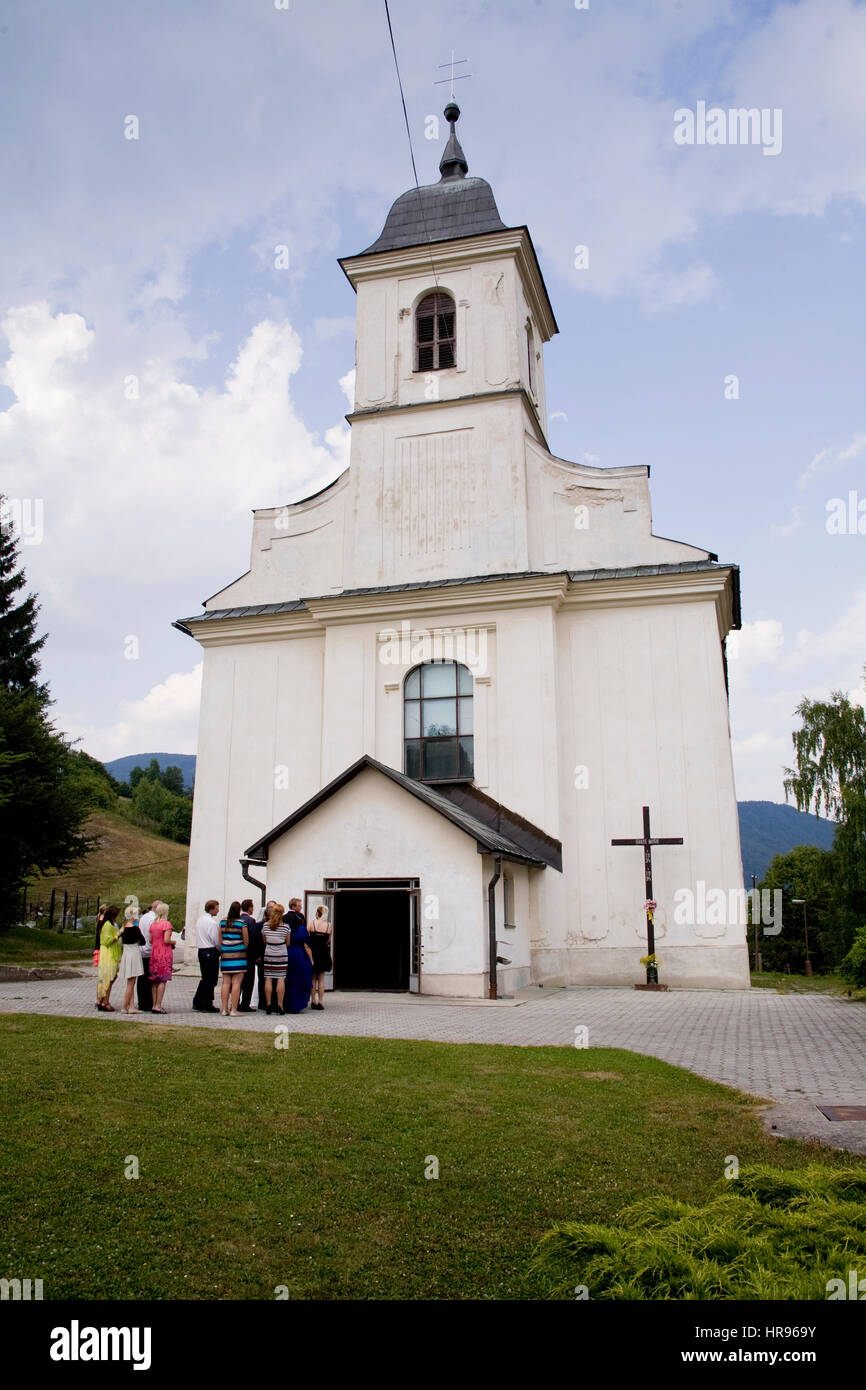 Slovacco giorno del matrimonio nella chiesa evangelica Foto Stock