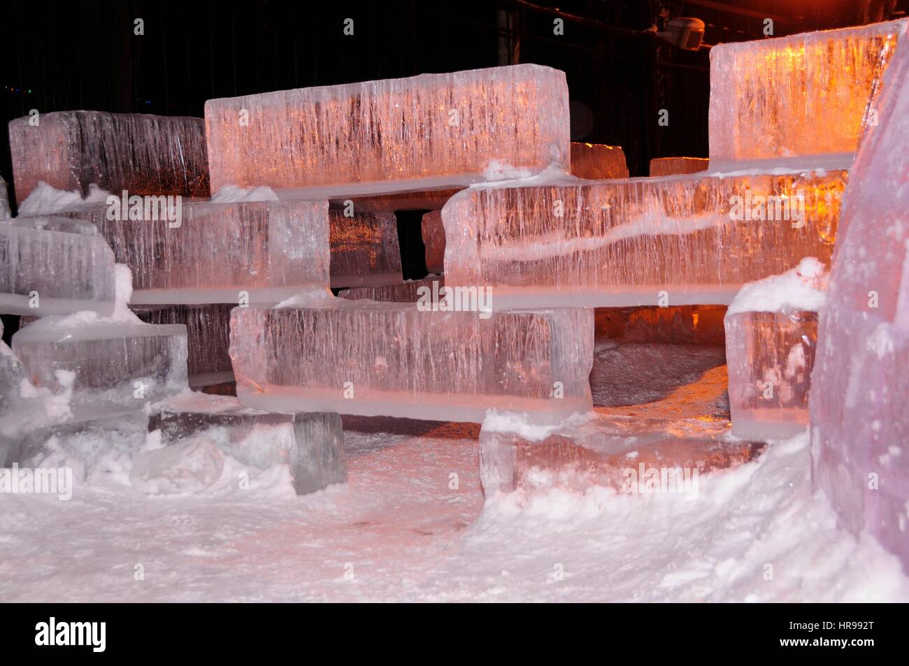La mostra di sculture di ghiaccio nel parco Sokolniki. Mosca. La Russia. Adobe RGB Foto Stock