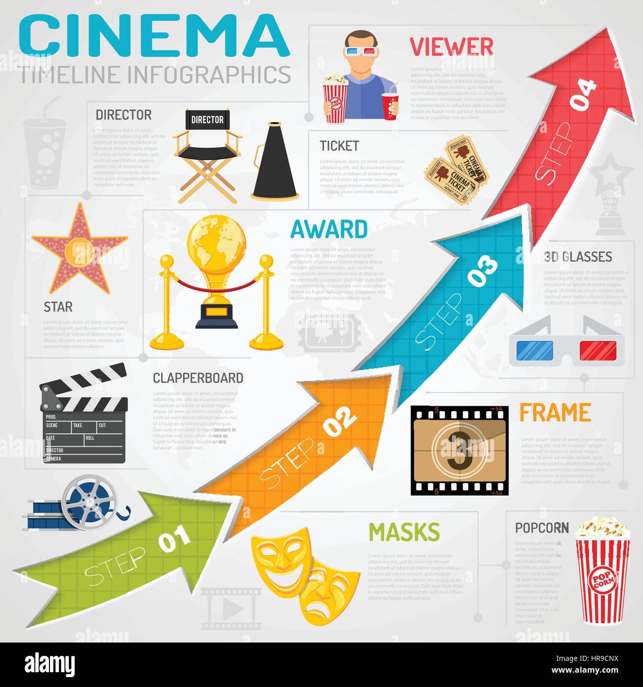 Cinema e film Infographics Illustrazione Vettoriale