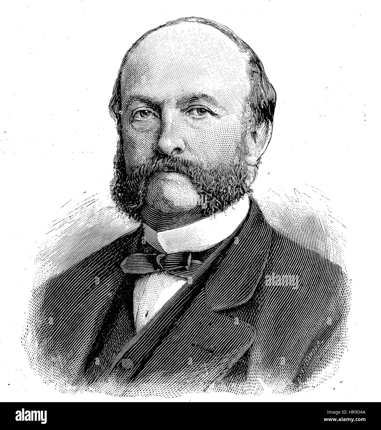 Hermann Carl Friedrich di Mittnacht, dal 1887 Freiherr von Mittnacht, 1825 - 1909, era un giurista tedesco. Egli fu il primo Primo Ministro del Regno del Württemberg, situazione dal tempo della guerra franco-prussiana o guerra franco-tedesca, Deutsch-Franzoesischer Krieg, 1870-1871, la riproduzione di un originale xilografia a partire dall'anno 1885, digitale migliorata Foto Stock