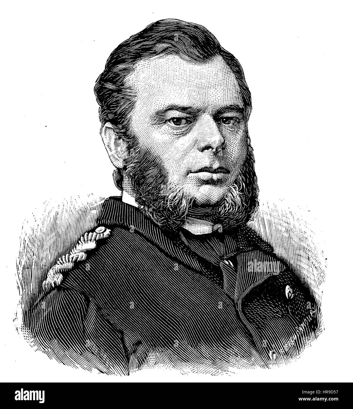 Eduard Karl Emanuel von Jachmann, 1822 - 1887, era un tedesco vice ammiraglio e Vizeadmiral, situazione dal tempo della guerra franco-prussiana o guerra franco-tedesca, Deutsch-Franzoesischer Krieg, 1870-1871, la riproduzione di un originale xilografia a partire dall'anno 1885, digitale migliorata Foto Stock