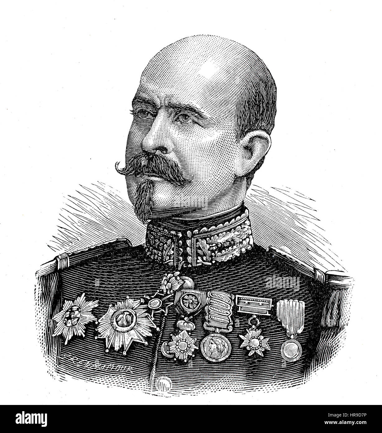 Louis Jules Trochu, 1815 - 1896, era un francese leader militare e politico. Ha servito come Presidente del Governo di difesa nazionale, situazione dal tempo della guerra franco-prussiana o guerra franco-tedesca, Deutsch-Franzoesischer Krieg, 1870-1871, la riproduzione di un originale xilografia a partire dall'anno 1885, digitale migliorata Foto Stock