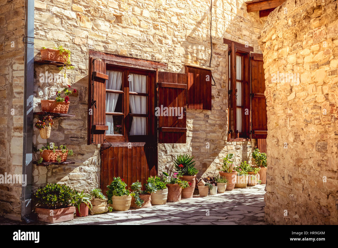 Bella autentica casa cipriota. Kato Lefkara village. Distretto di Larnaca, Cipro. Foto Stock