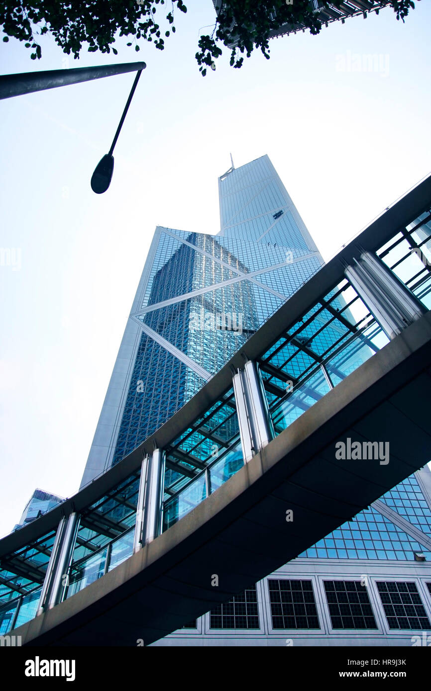 La Bank of China tower in Hong Kong. 367 metri "BOC" uno dei più alti in Hong Kong visto come violazione del secondo i principi del feng shui per la gente del posto Foto Stock