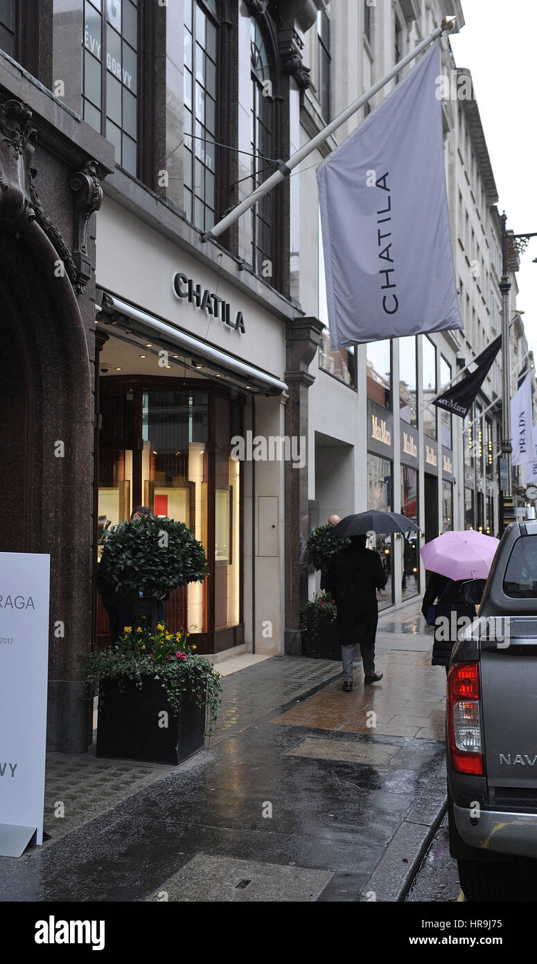 Vista generale di Chatila gioiellieri in Old Bond Street, nel centro di Londra come Hatton Garden raiders, Terry Perkins, 68, e Daniel Jones, 59, che sono stati descritti come 'Premier League criminali', sono presunto per essere rotto in gioielleria il fine settimana di agosto delle vacanze in banca nel 2010. Foto Stock
