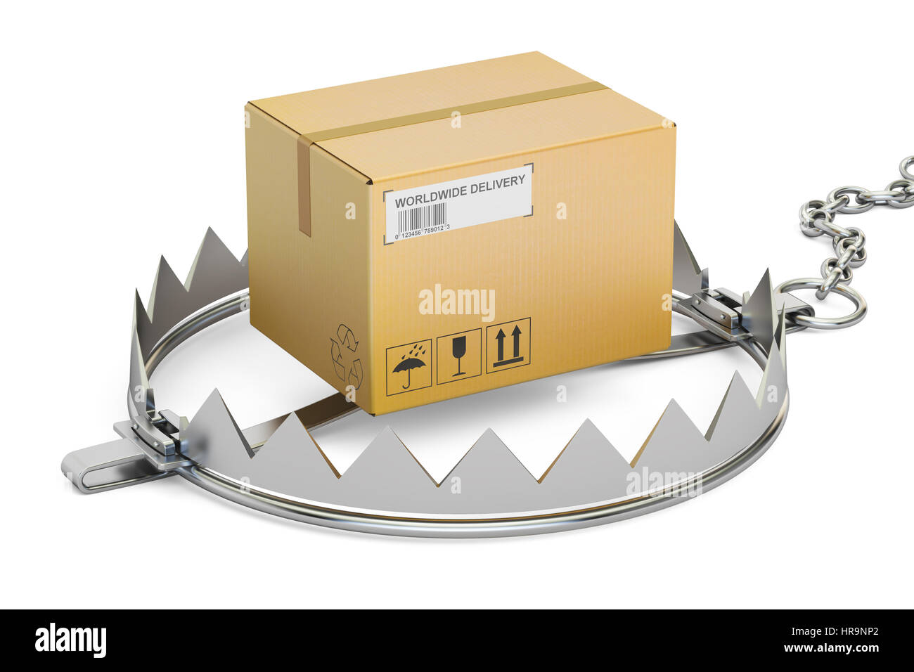 Trap con parcel, 3D rendering isolati su sfondo bianco Foto Stock