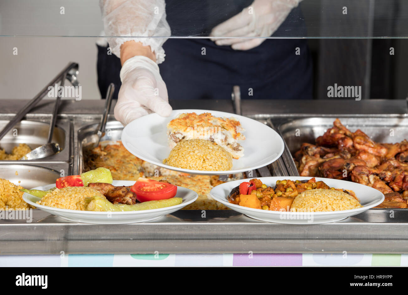 Self service di ristorazione a buffet Foto Stock