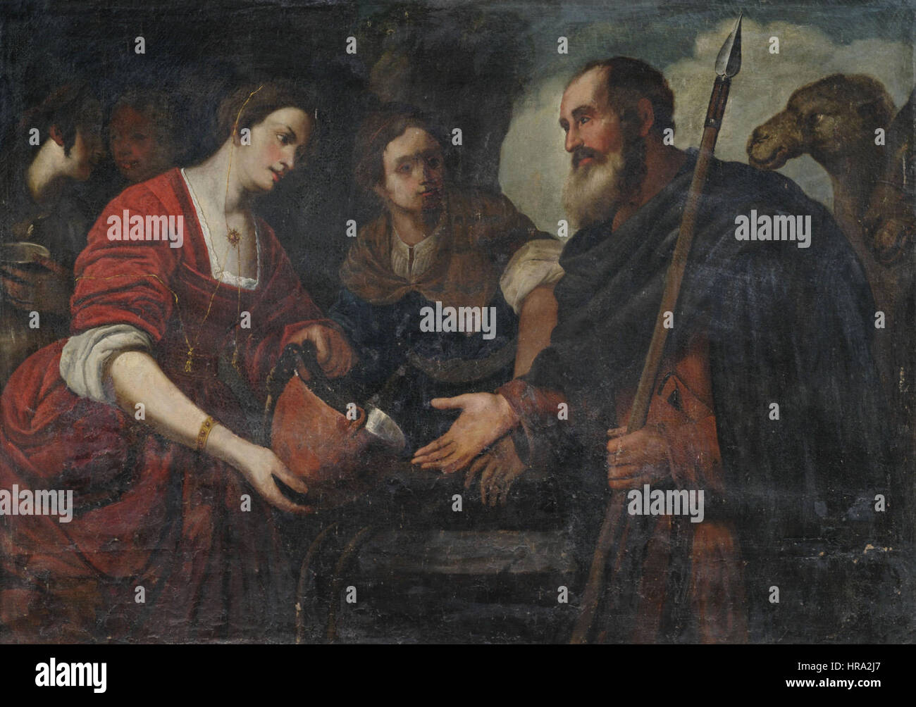 Rebecca und Eliezer am Brunnen lombardisch 17 Jh Foto Stock