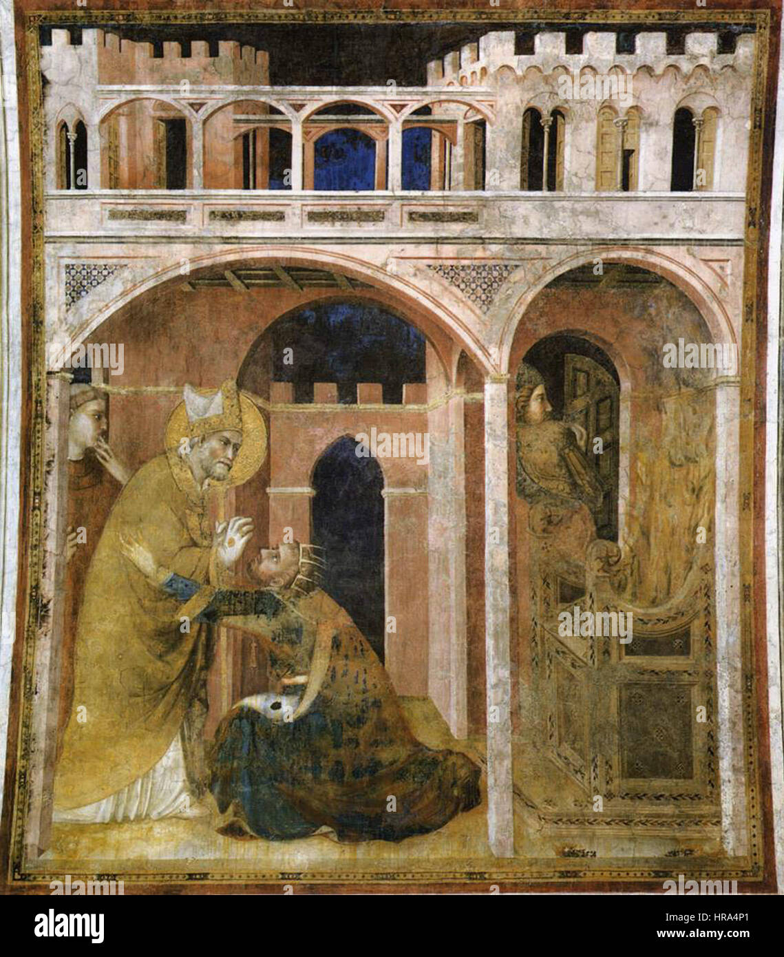Simone Martini - il miracolo del fuoco (scenario 8) - WGA21388 Foto Stock