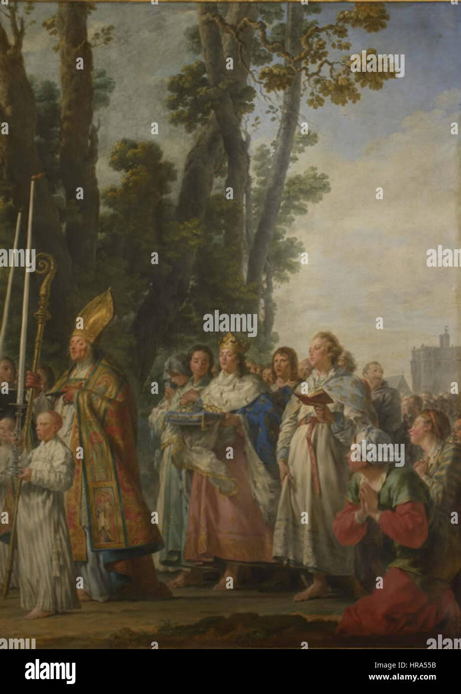 Saint Louis transportant la couronne d'epines a la Sainte-Chapelle, par Noel Halle Foto Stock