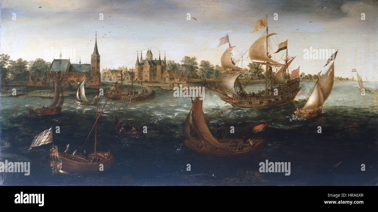 Schepen voor IJsselmonde - Navi prima IJsselmonde (Aert Anthonisz). Foto Stock